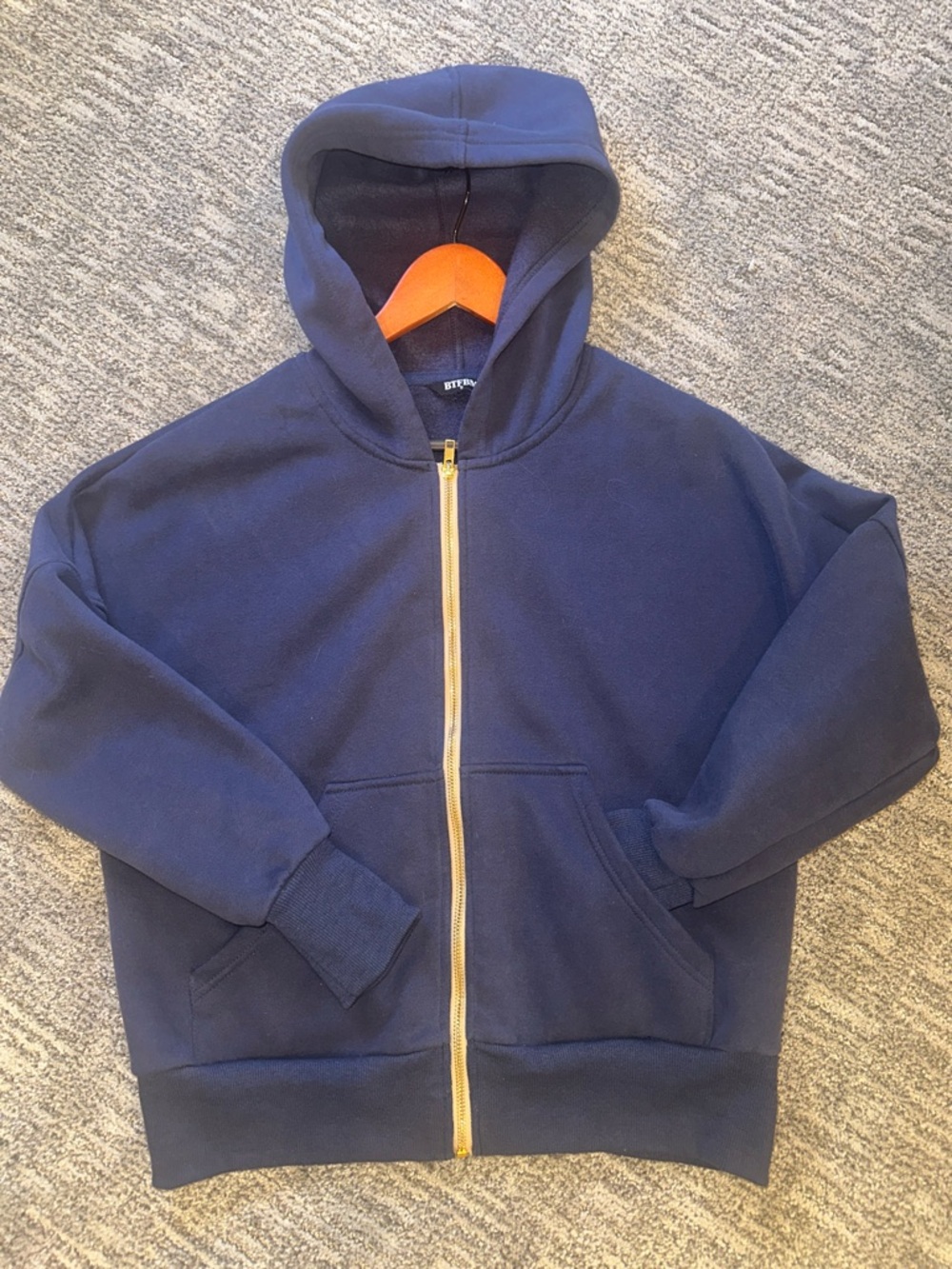 Classic Navy Zip-Up Hoodie with Gold Zipper
